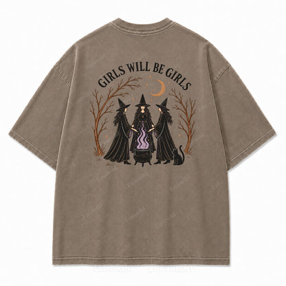 Girls Will Be Girls Halloween Washed Graphic Tee