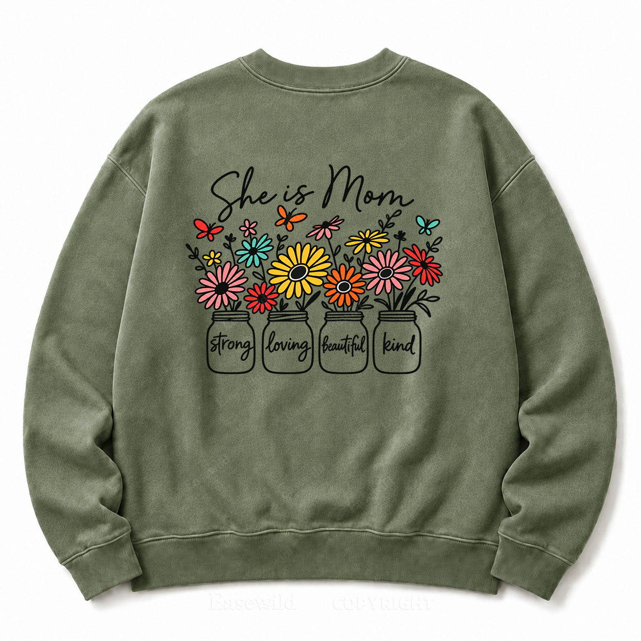 She Is Mom Floral Washed Graphic Sweatshirt