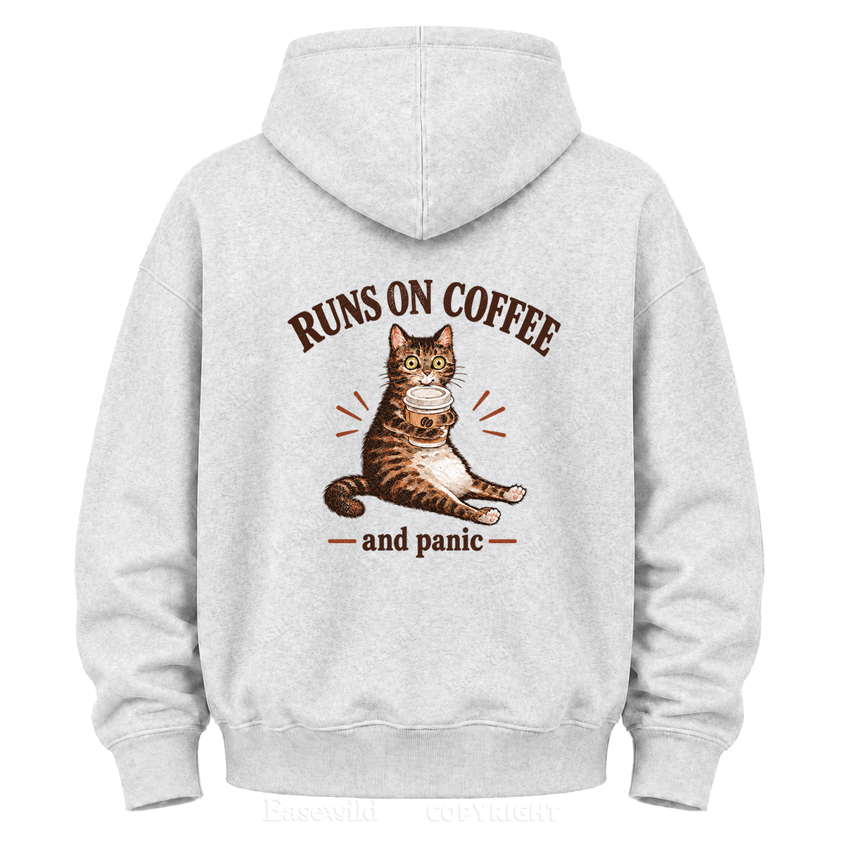 Runs On Coffee And Panic Tabby Cat Graphic Hoodie