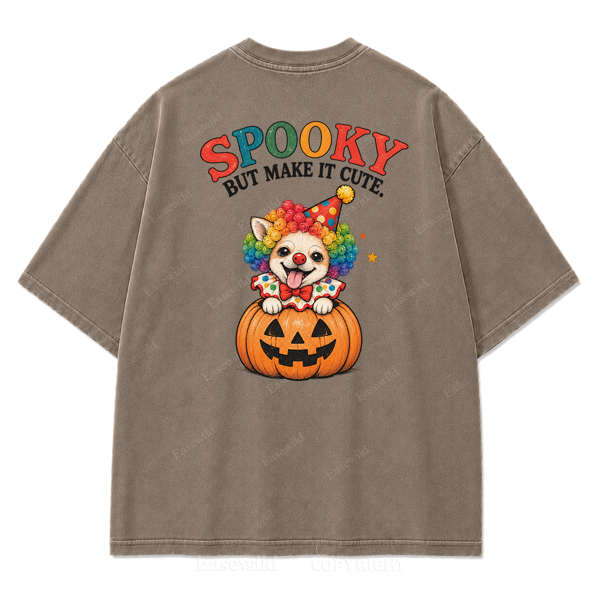 Spooky But Make It Cute Chihuahua Clown Washed Graphic T-Shirt