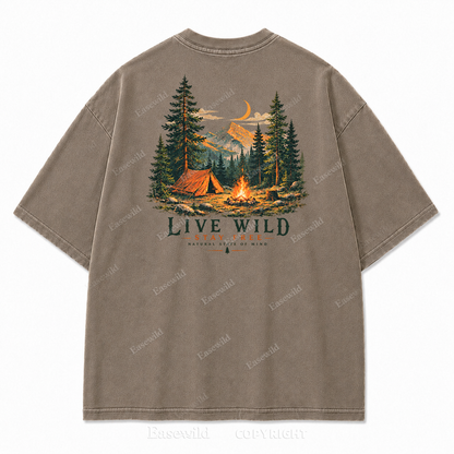Live Wild Stay Free Vintage Camping PrintTee