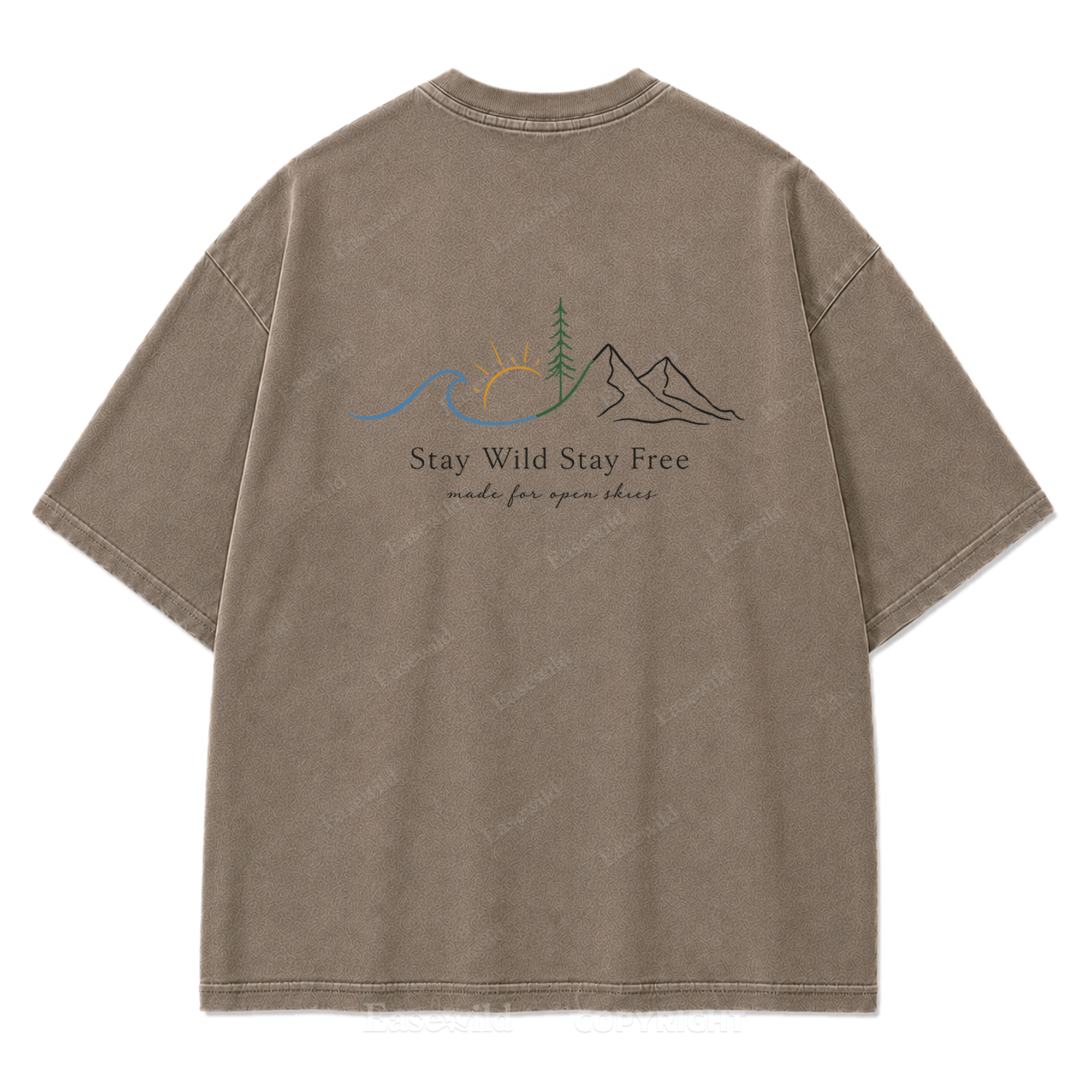 Stay Wild Stay Free Horizon Washed Print Tee