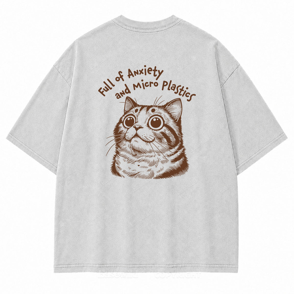 "Full of Anxiety and Micro Plastics" Funny Cat Washed Graphic T-Shirt