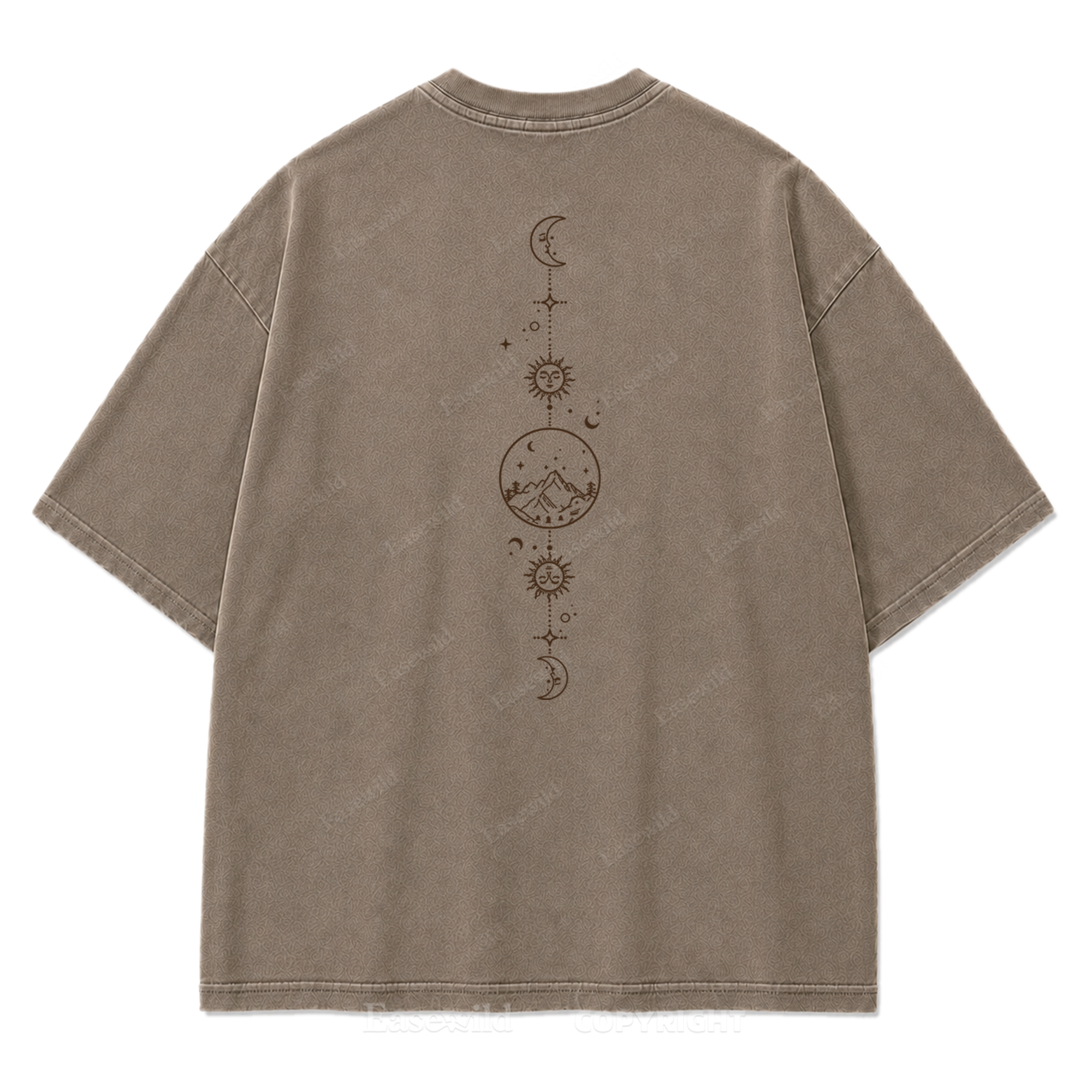 Celestial Balance Mountain Moon Washed Print Tee