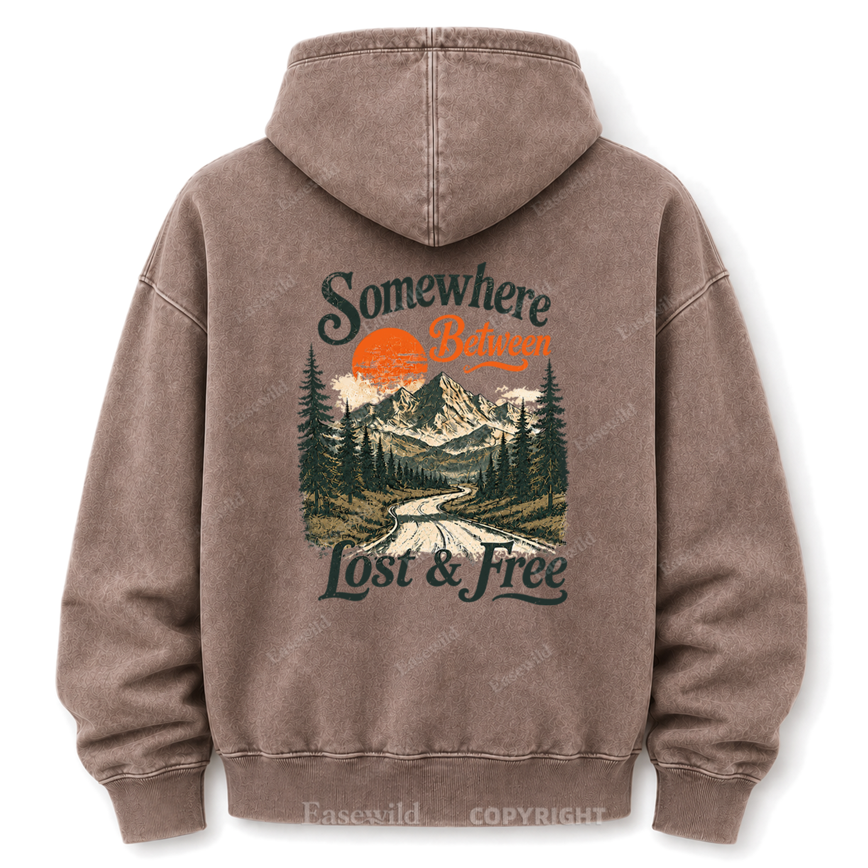 Somewhere Between Lost & Free Washed Graphic Hoodie