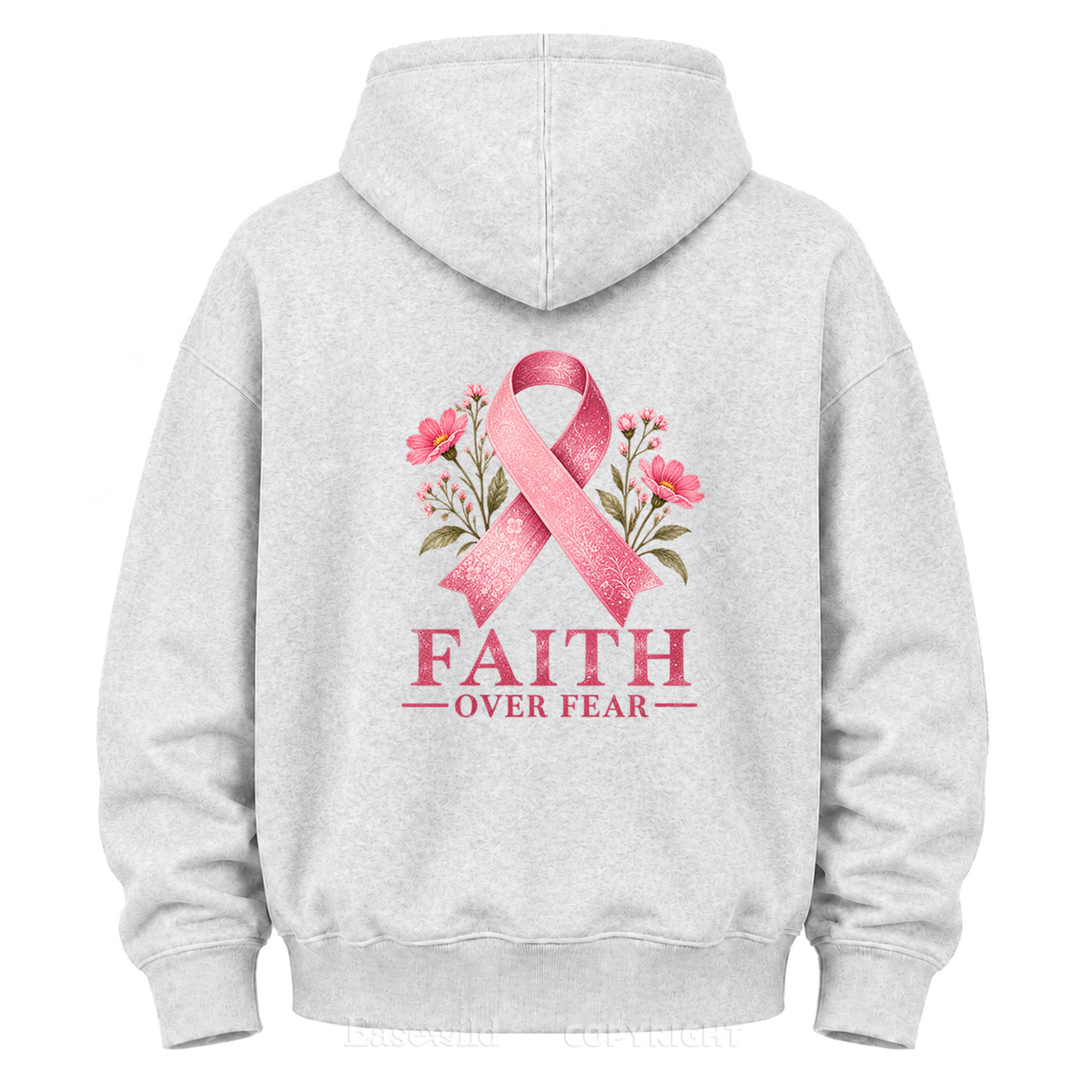 Faith Over Fear Pink Ribbon Graphic Hoodie
