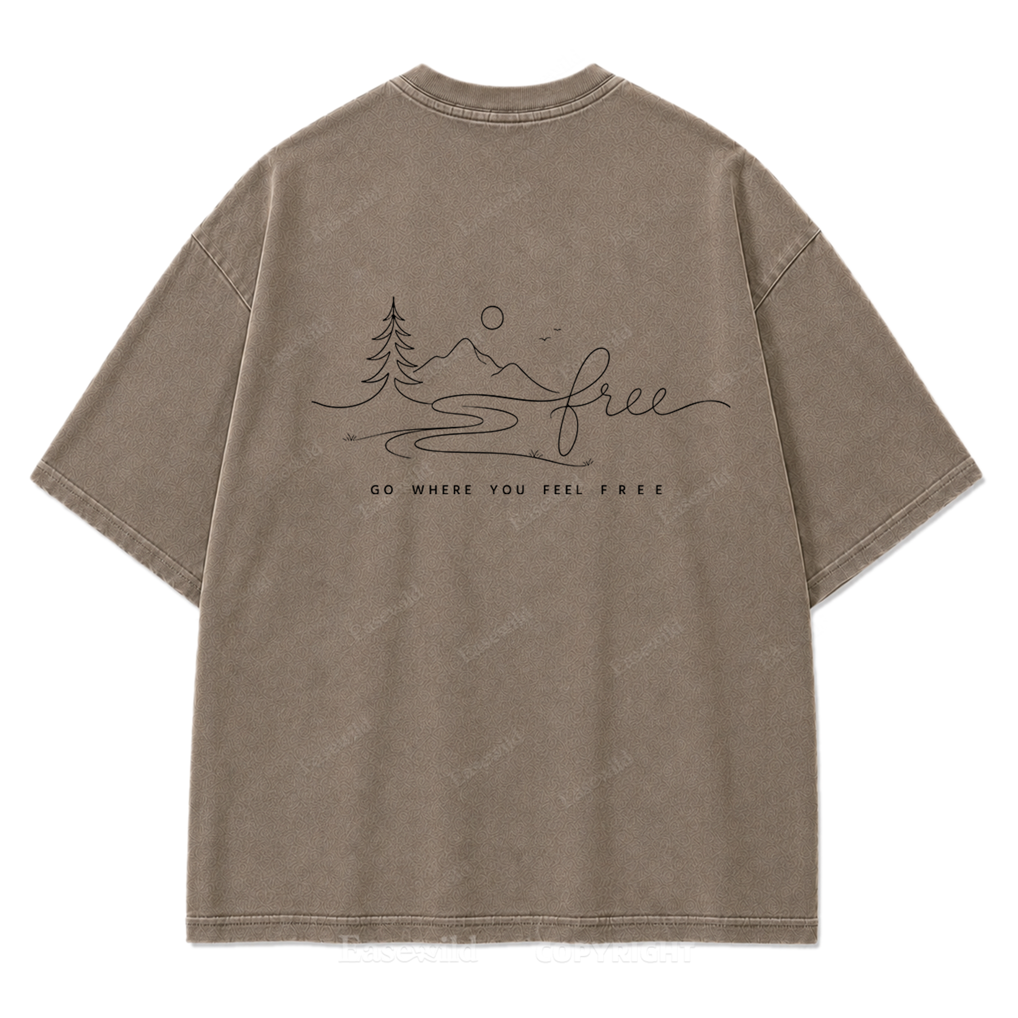 Go Where You Feel Free Mountain Washed Print Tee