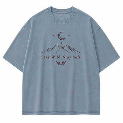 Stay Wild Stay Soft Mountain Moon Graphic T-Shirt