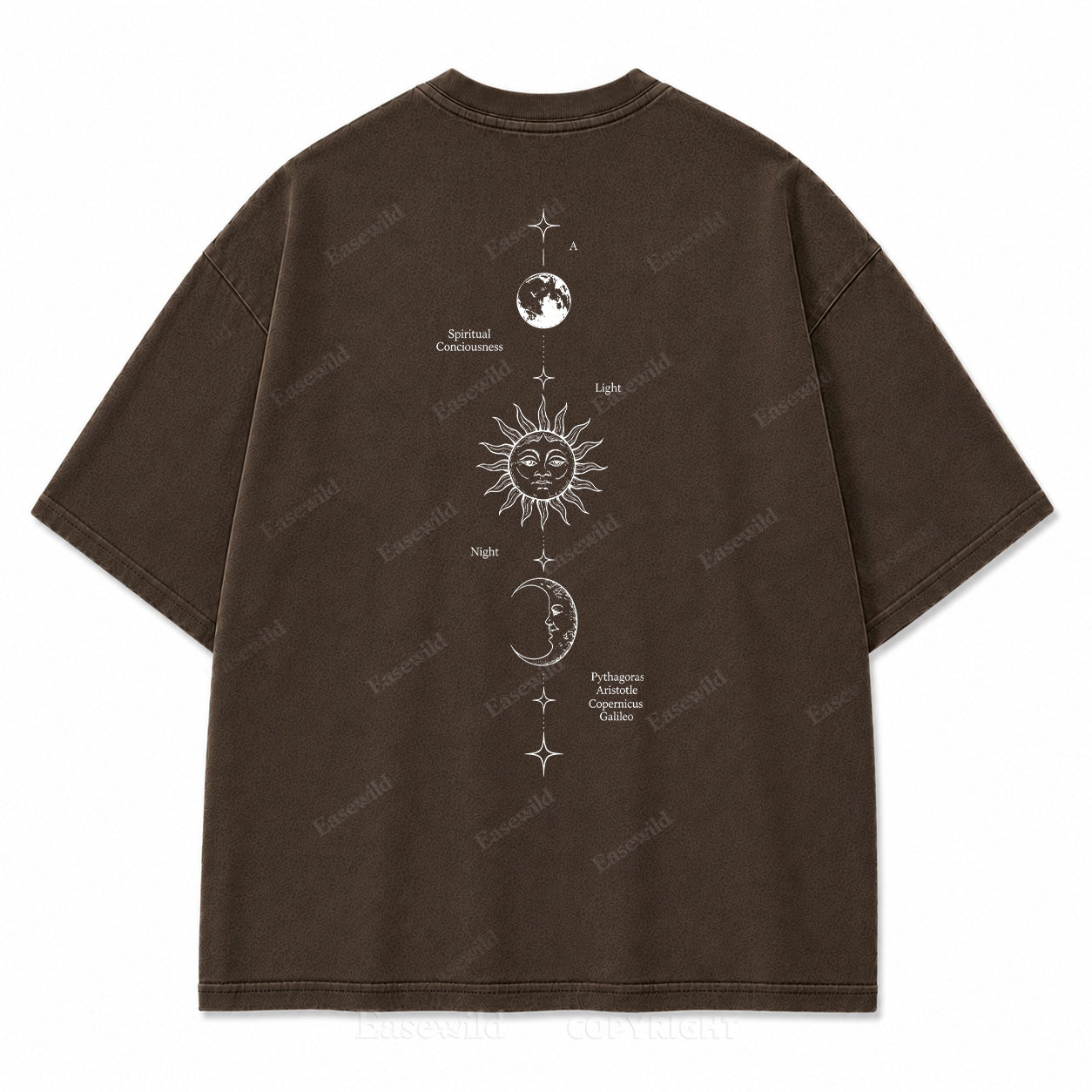 Spiritual Consciousness Sun & Moon Washed Back Print Tee