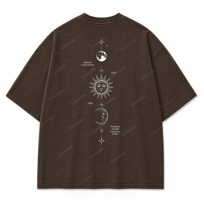 Spiritual Consciousness Sun & Moon Washed Back Print Tee