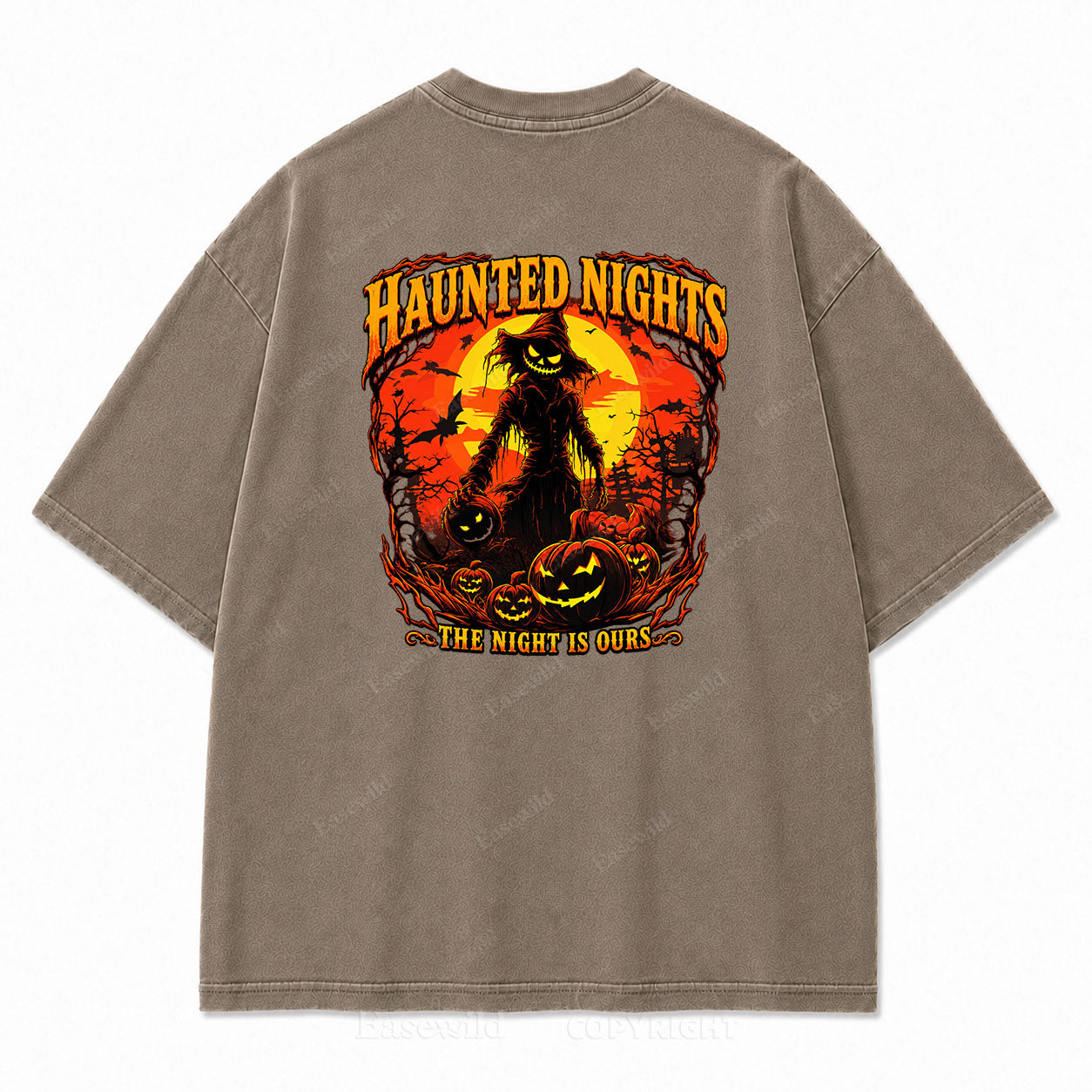 Haunted Nights Halloween Washed Graphic Tee
