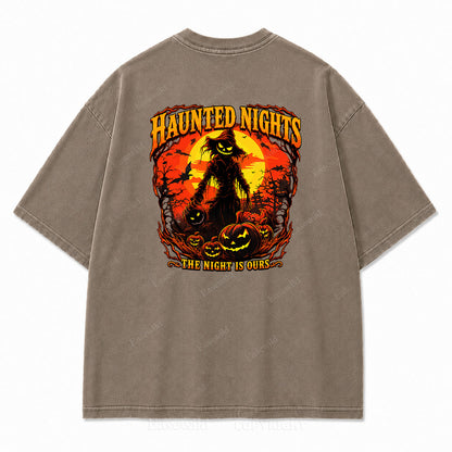 Haunted Nights Halloween Washed Graphic Tee