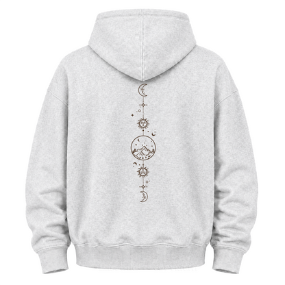 Celestial Mountain Sun & Moon Graphic Hoodie