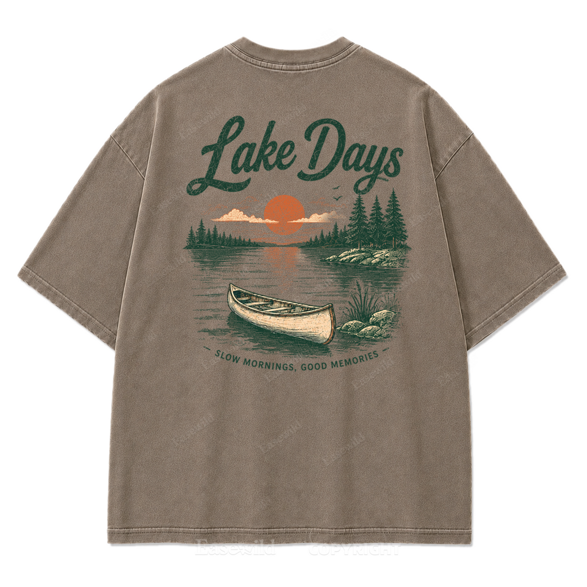 Lake Days Slow Mornings Graphic Washed T-Shirt