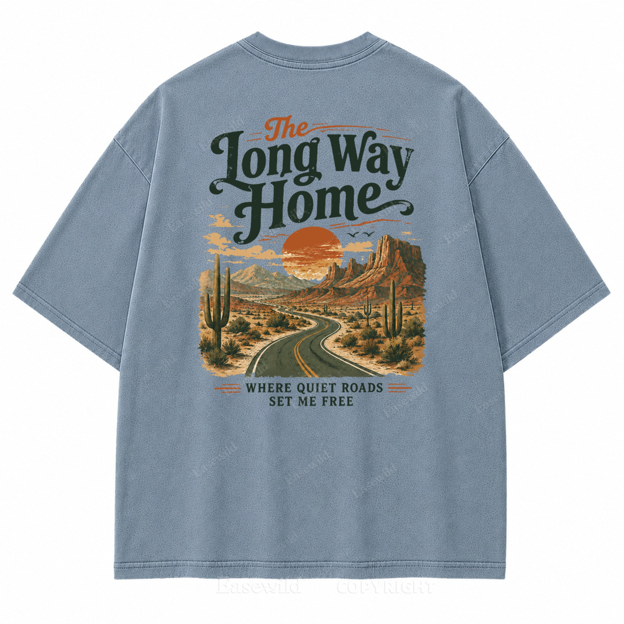 The Long Way Home Washed Back Print Tee