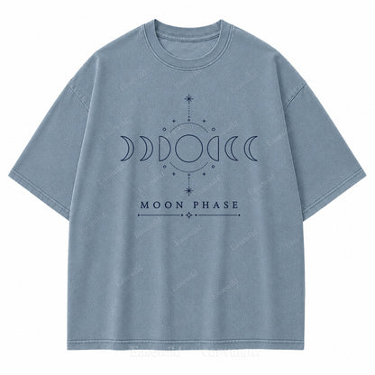 Moon Phase Minimal Celestial Washed Print Tee