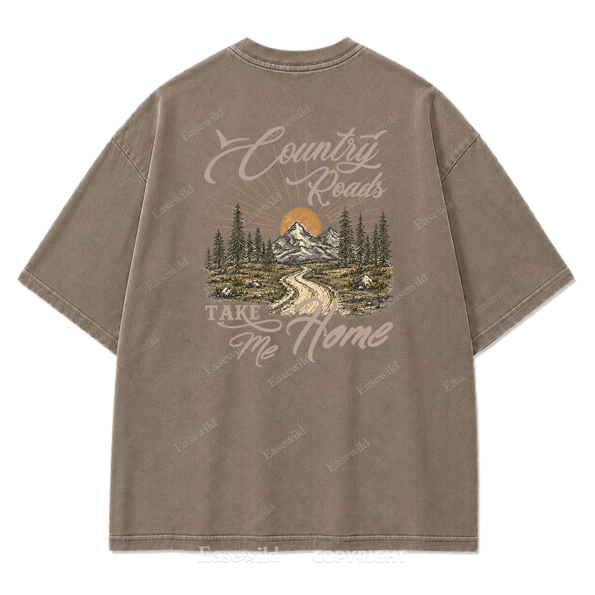 Country Roads Take Me Home T-Shirt mit Washed Print