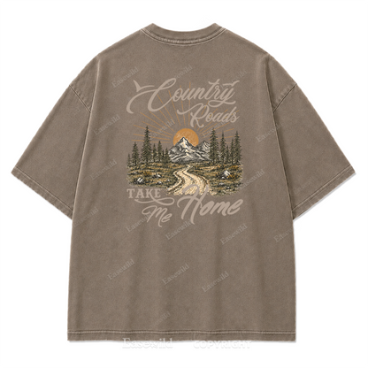 Country Roads Take Me Home T-Shirt mit Washed Print