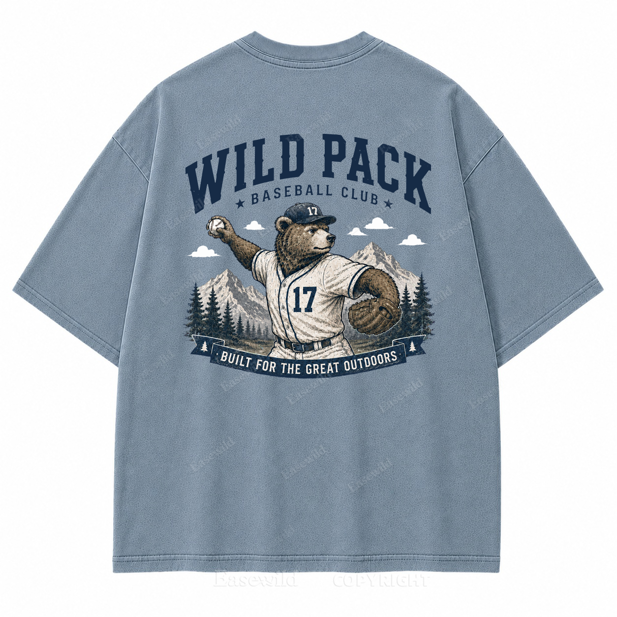 Wild Pack Baseball Club Washed Back Print Tee
