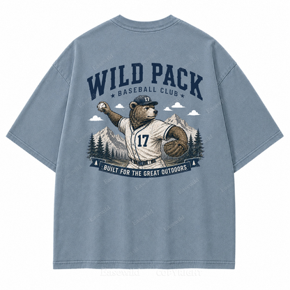 Wild Pack Baseball Club Washed Back Print Tee