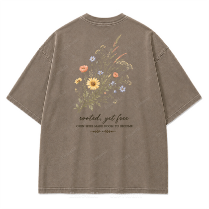 Rooted Yet Free Washed Print Tee