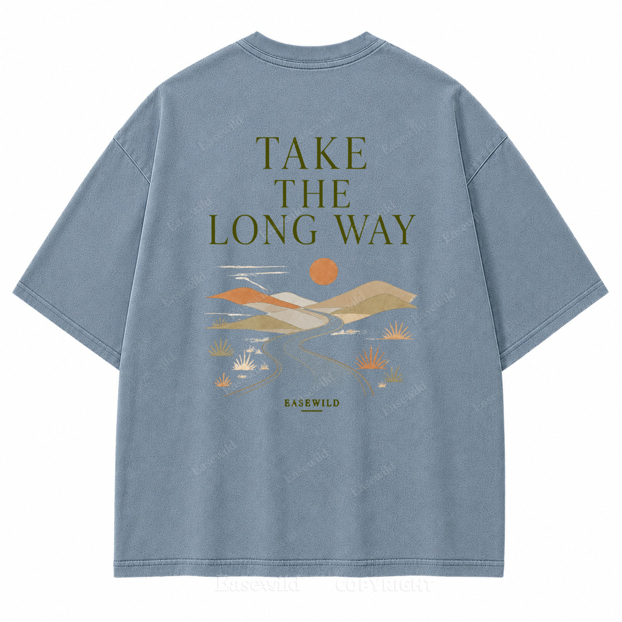 Take the Long Way Washed Back Print Tee