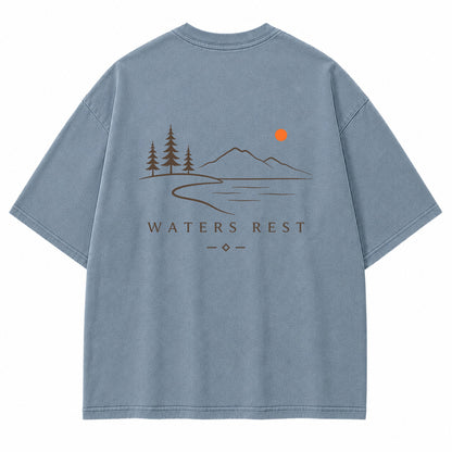 Waters Rest Mountain Lake Graphic T-Shirt