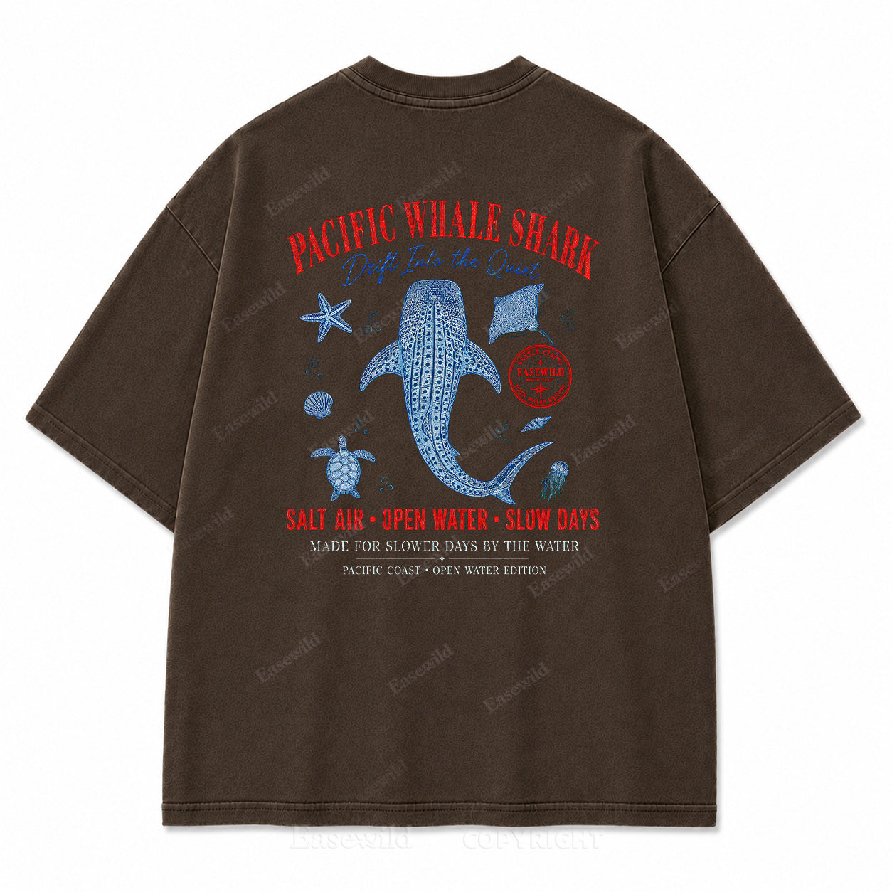 Pacific Whale Shark Washed Back Print Tee