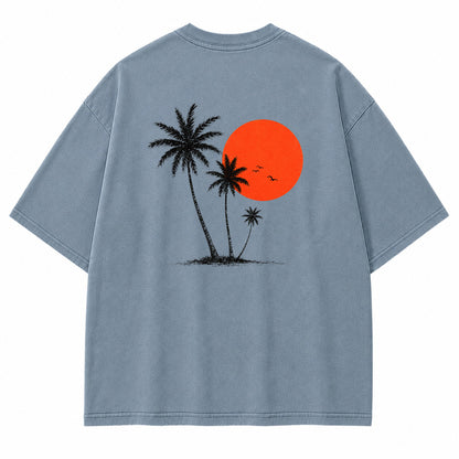 Island Glow Palm Sunset Graphic T-Shirt