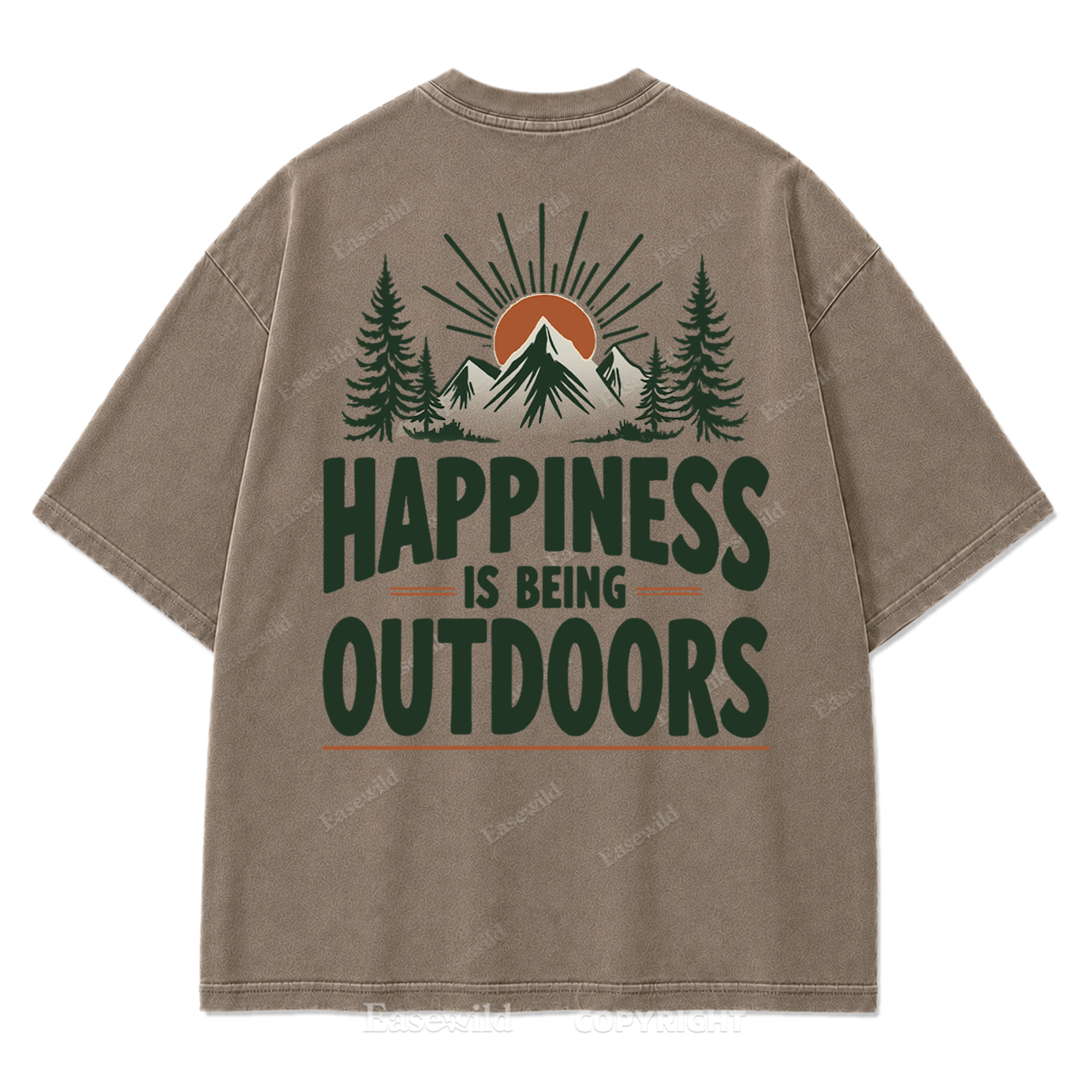 Happiness Lives Outside Washed Print Tee