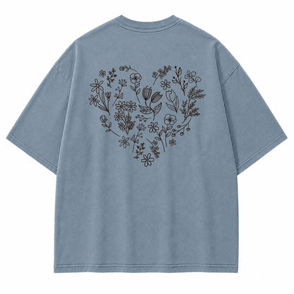 Wildflower Heart Botanical Graphic T-Shirt