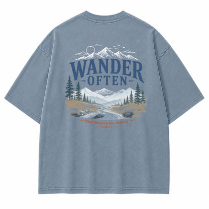 Wander Often Mountain River Graphic T-Shirt
