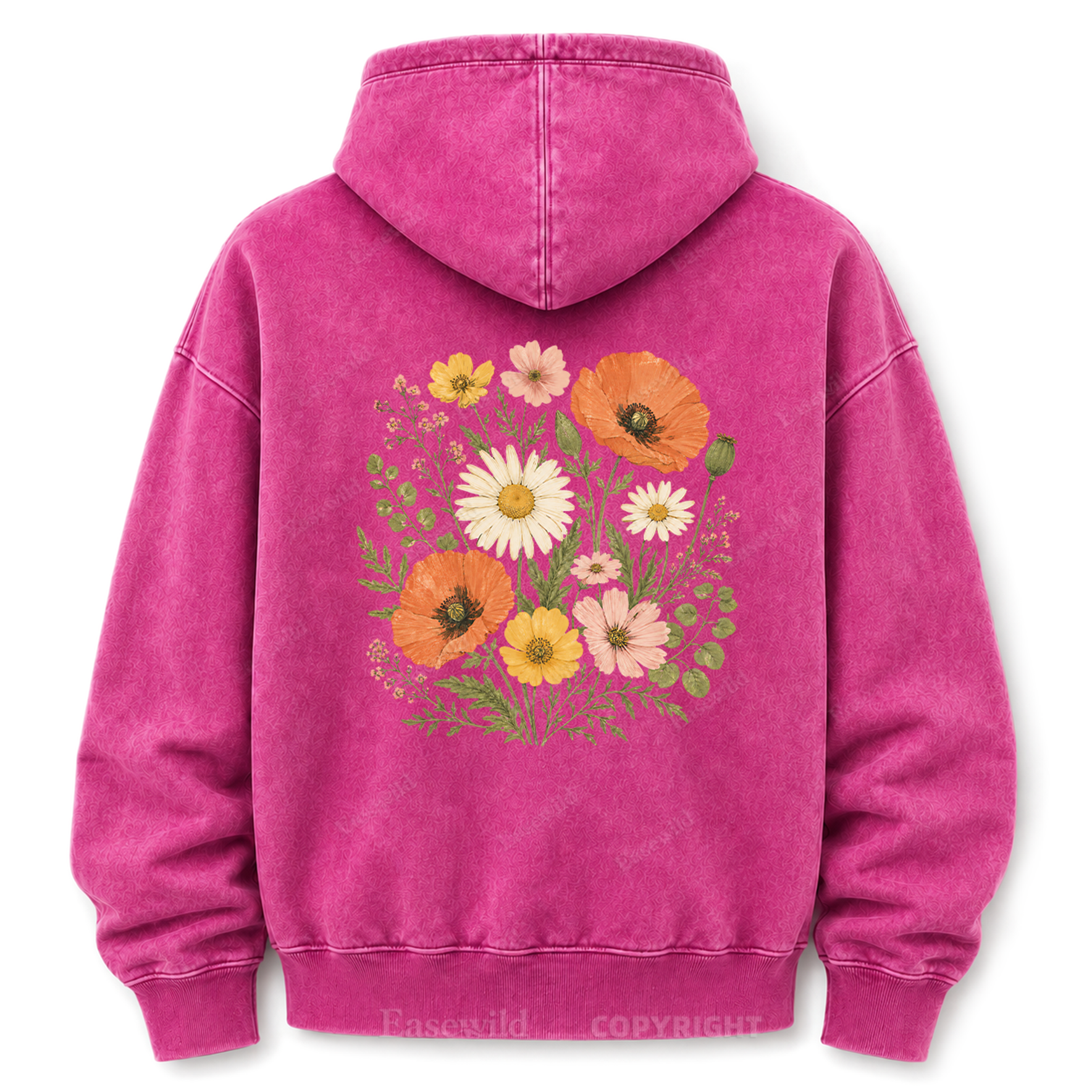 Wild Flower Minimal Floral Washed Graphic Hoodie