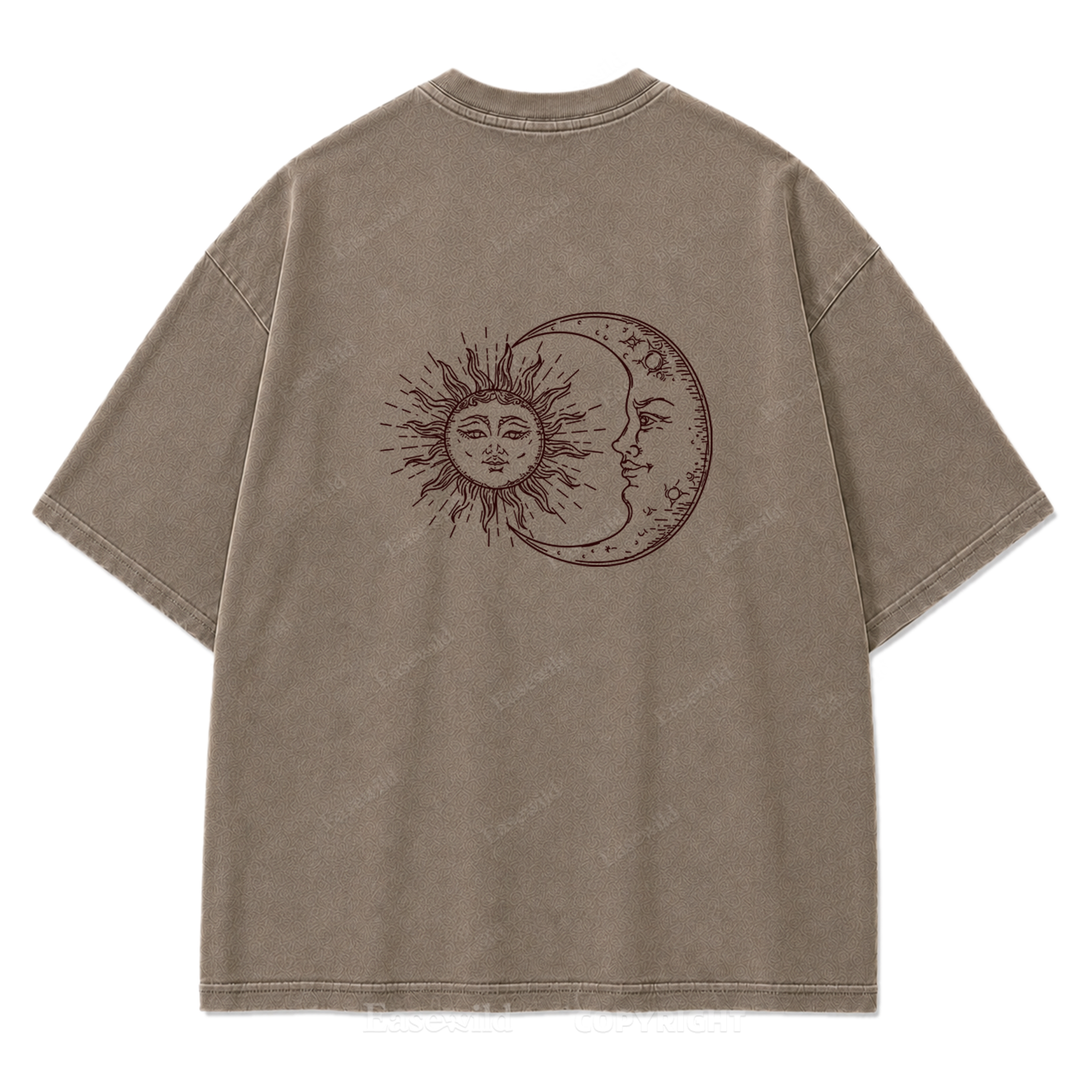 Sun and Moon Eclipse Celestial Washed Print Tee