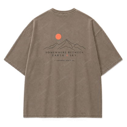 Somewhere Between Earth & Sky Washed Print T-Shirt
