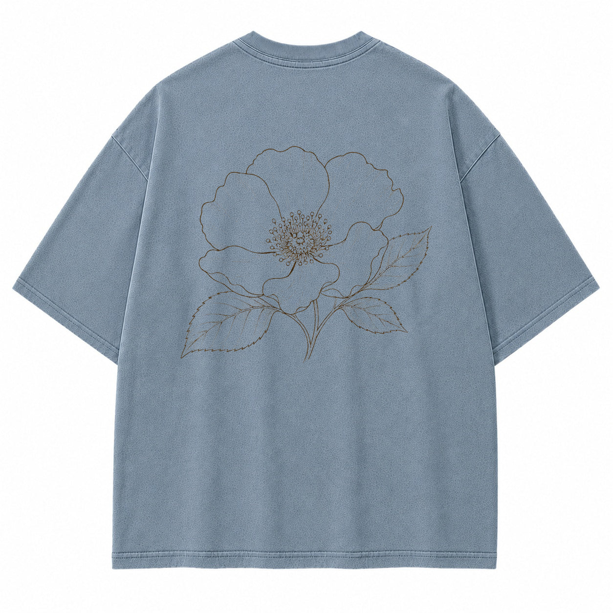 Blue Line Flower Graphic T-Shirt