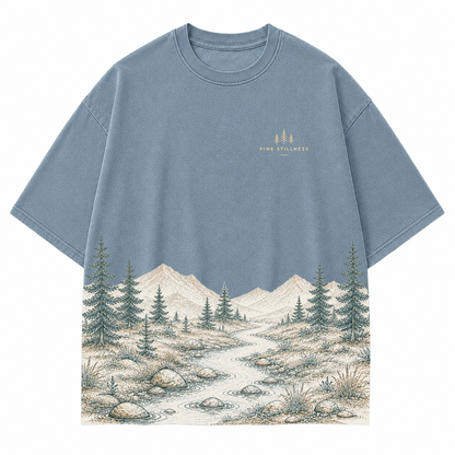 Pine Stillness River Landscape Graphic T-Shirt