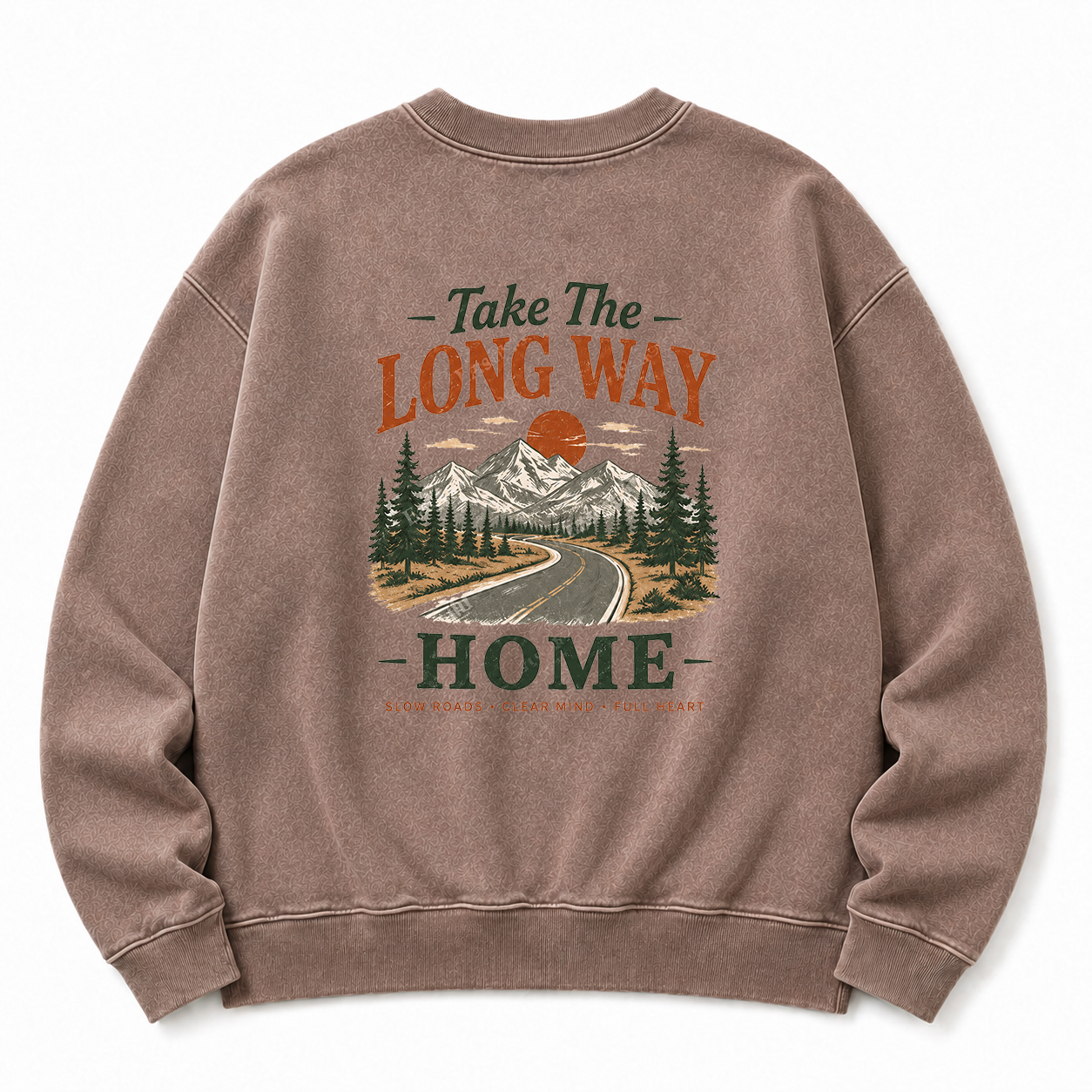 Take The Long Way Home Washed Graphic Sweatshirt