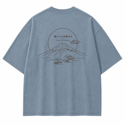 Minimal Mount Fuji Line Art Graphic T-Shirt