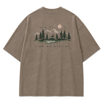 Find Me Offline T-Shirt mit Waschung