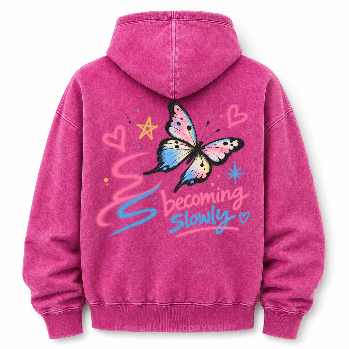 Becoming Slowly Butterfly Washed Graphic Hoodie