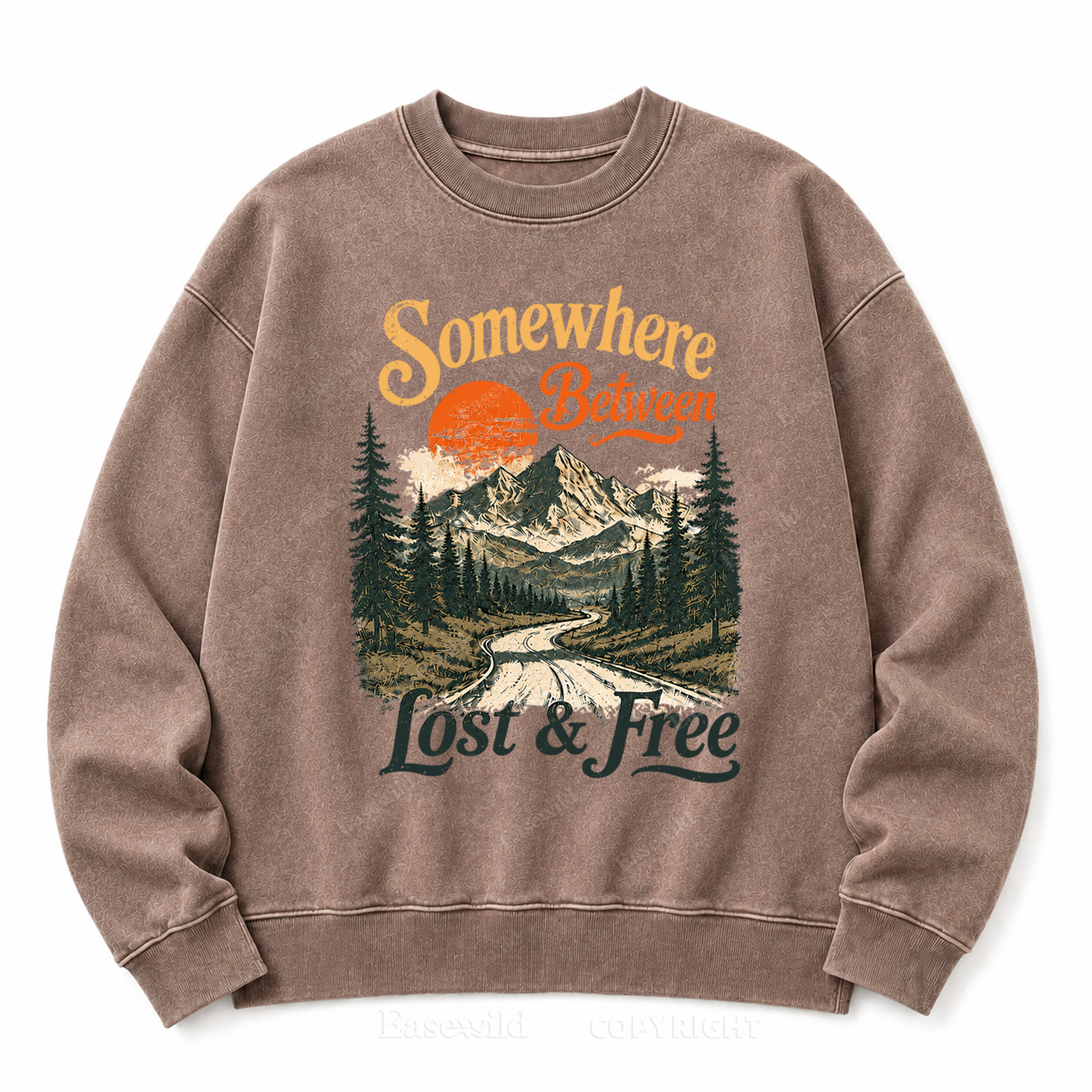 Somewhere Between Lost & Free Washed Crewneck