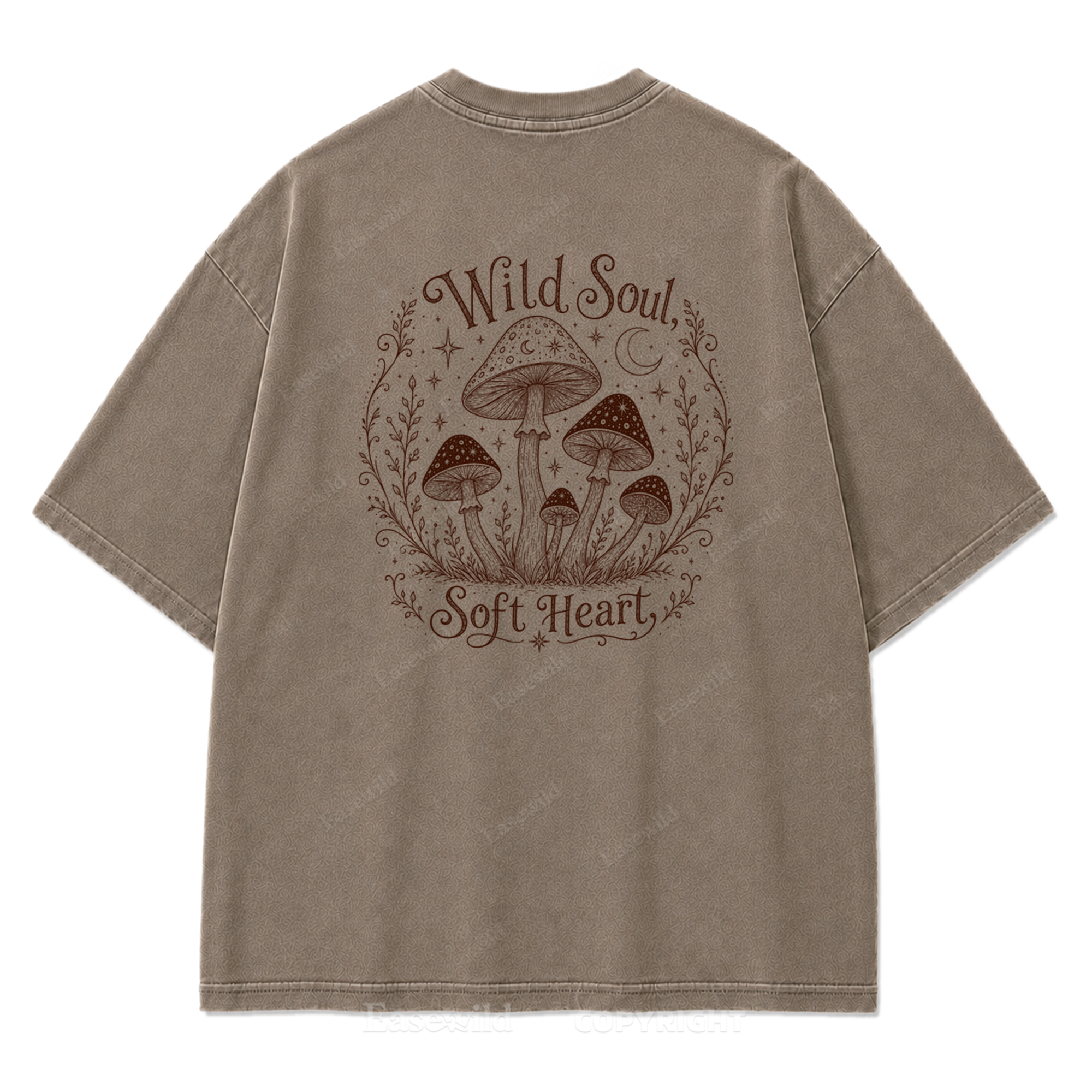 Wild Soul Soft Heart Mushroom Washed Print Tee