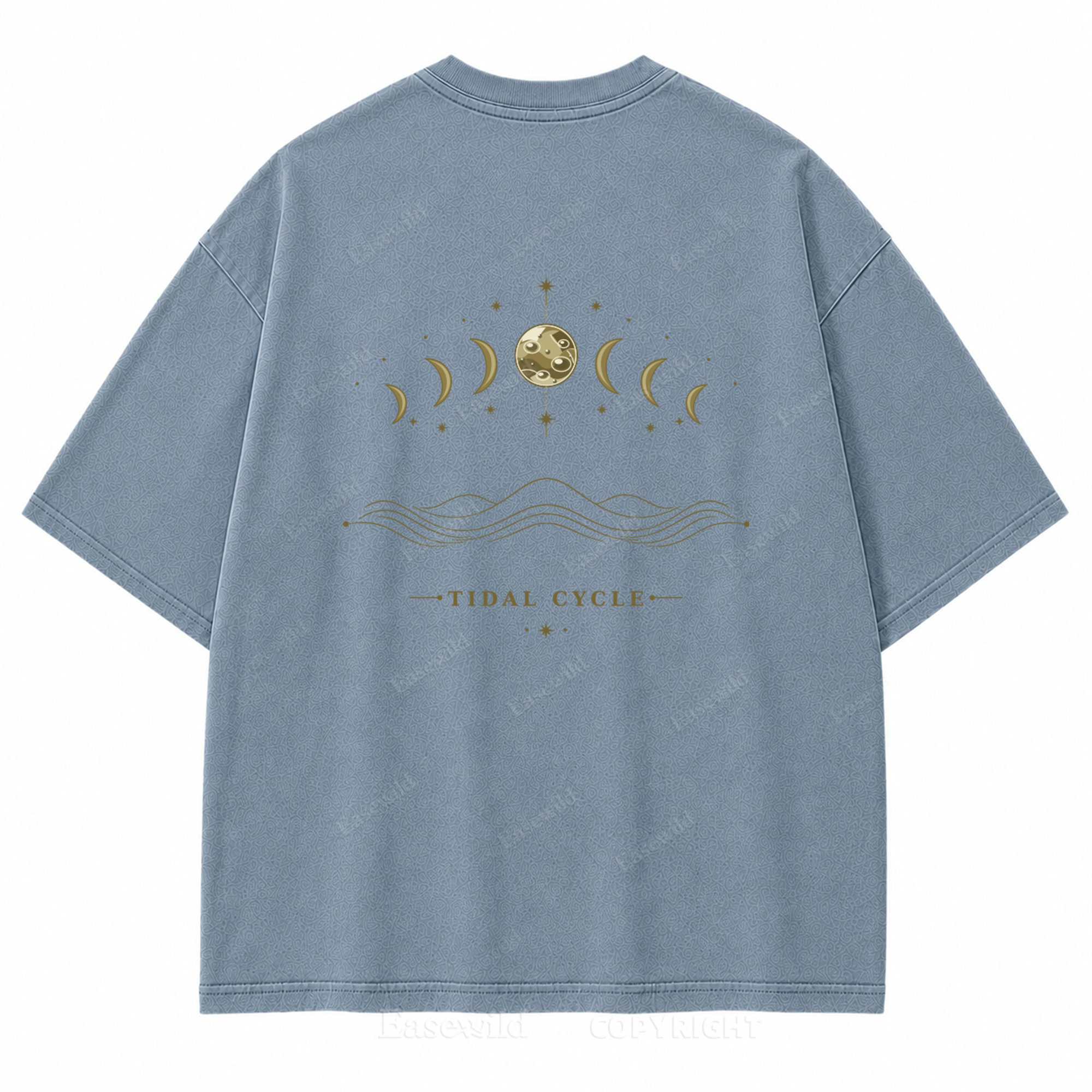 Tidal Cycle Moon Phase Washed Back Print Tee