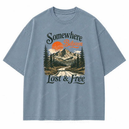 Somewhere Between Lost and Free Washed Print Tee