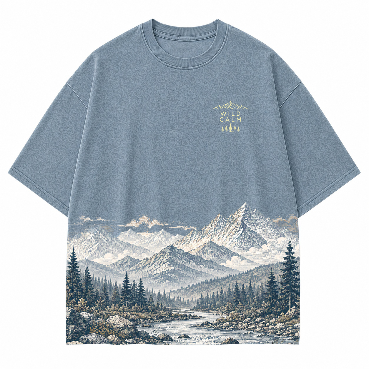 Wild Calm Mountain Landscape Scenic Hem Tee