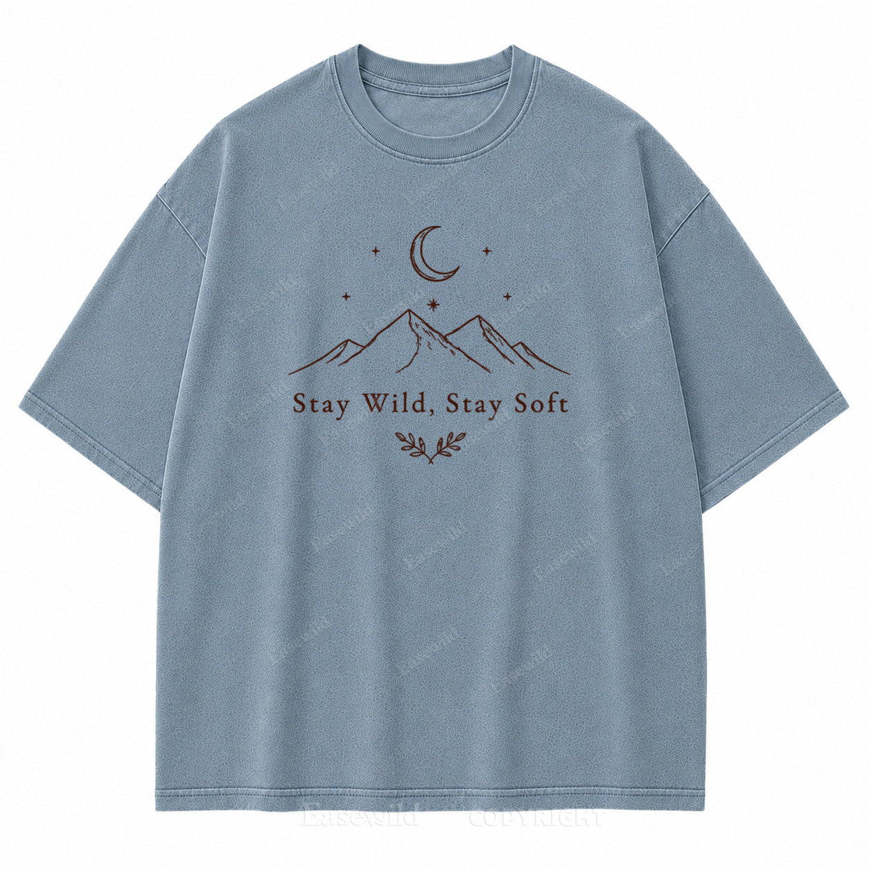Stay Wild Stay Soft Mountain Moon Washed Print Tee