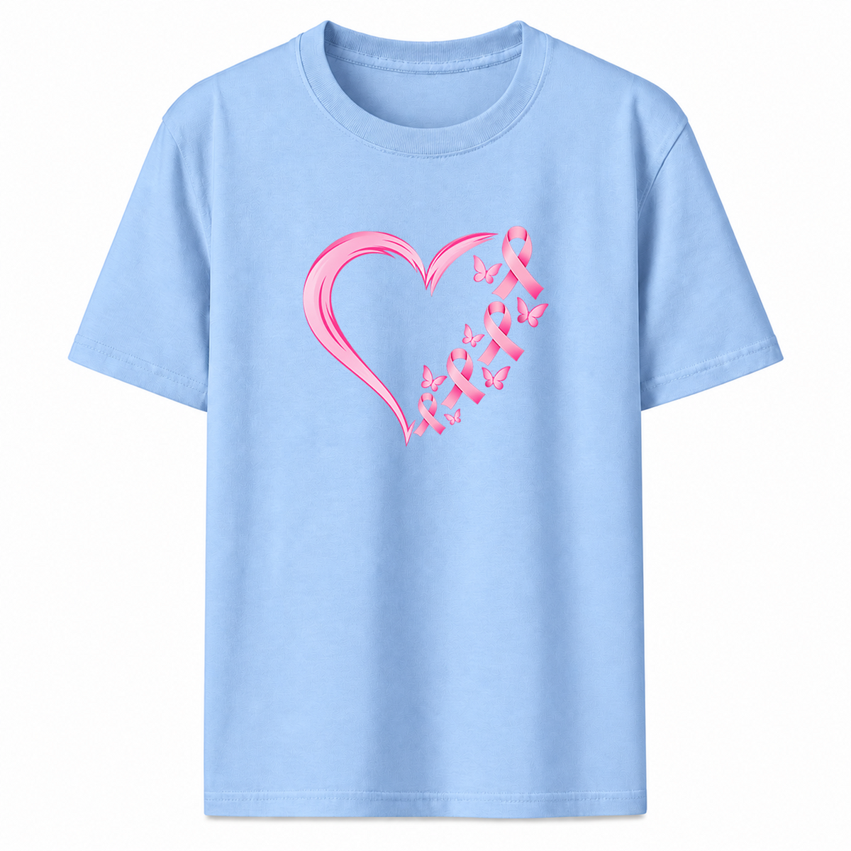 Pink Ribbon Heart Graphic T-Shirt