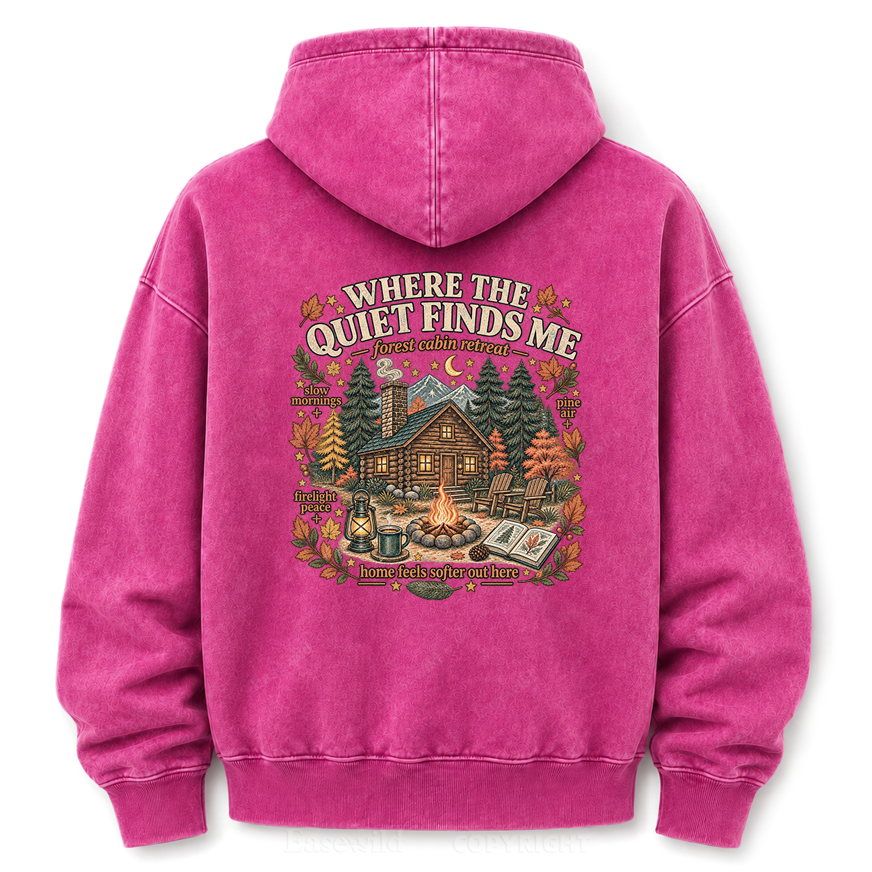 Where the Quiet Finds Me Cabin Washed Graphic Hoodie