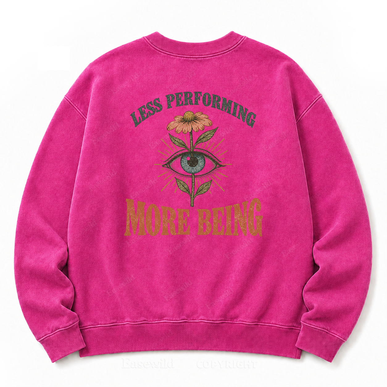 Quiet Authenticity Retro Eye Floral Washed Sweatshirt